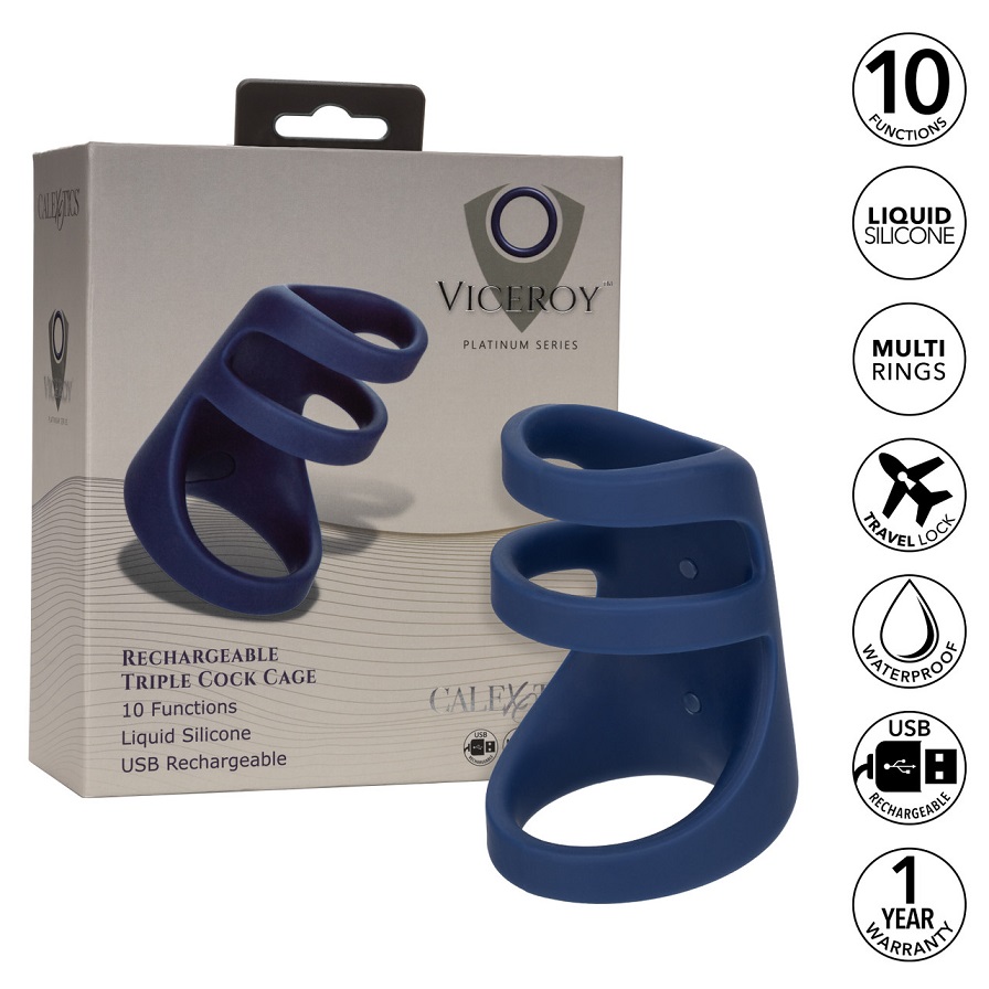 Explore new horizons of pleasure with the Viceroy Rechargeab... CEN - Viceroy Triple Vibro Ring - Blue photo-12