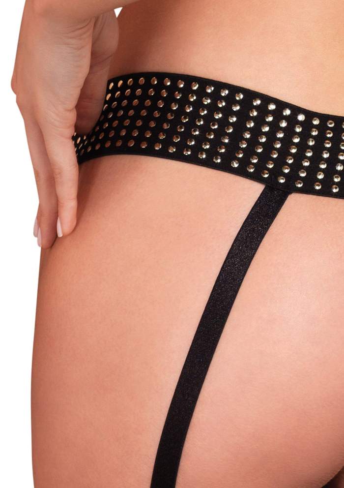 3 PC. Underwire lace full coverage push-up bra with stud acc... Leg Avenue - Pin-Up Set 3pc - Black - M photo-5