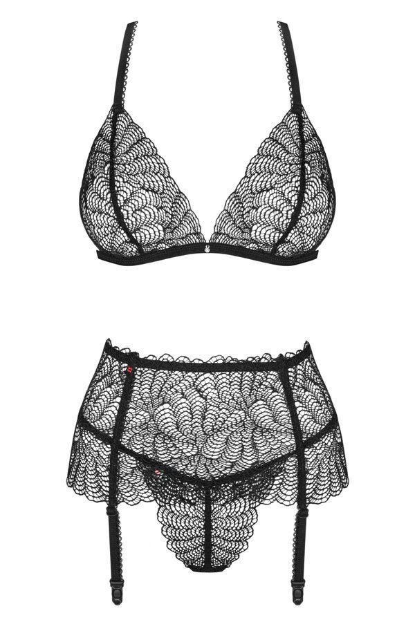 Are you feminine, sensual, delicate and a little bit frivolo... Obsessive - Chiccanta 3 pcs Set - Black - S/M photo-7