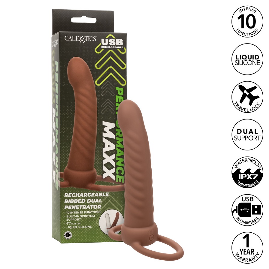 CEN - Maxx 雙穴插入 羅紋振動假陰具連陰莖環 - 啡色 CEN - Maxx 雙穴插入 羅紋振動假陰具連陰莖環 - 啡色 照片-10