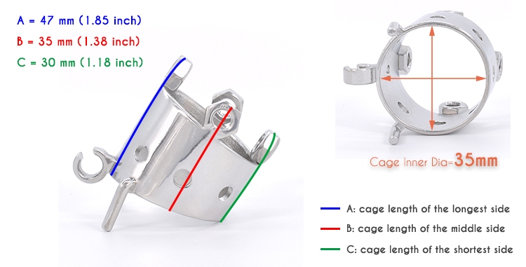 304 stainless steel chastity cage with 4 bolts for thrill fe... FAAK - 4 Bolts Chastity Cage 45mm - Silver photo-6