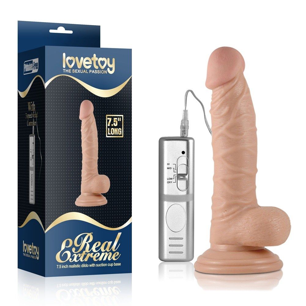 Mimicking the shape and hardness of a real erection this ult... Lovetoy - 7.5" Real Extreme Vibrating Dildo - Flesh photo-7