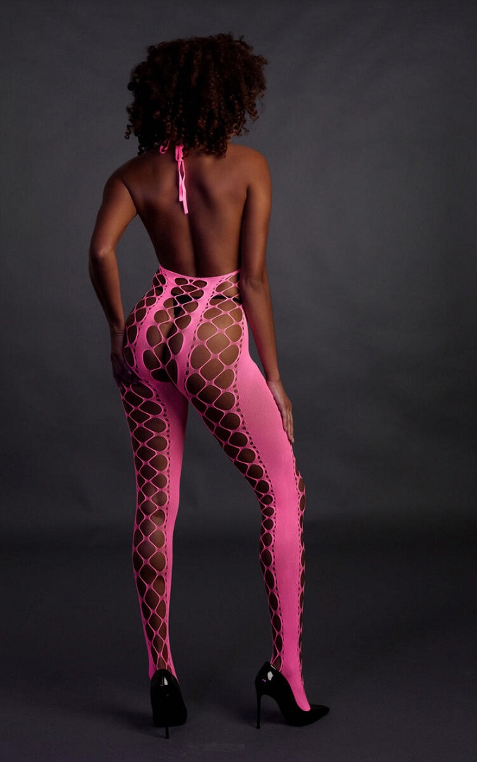 Neon lingerie is the perfect addition to your collection. Ma... Ouch - Glow In Dark Bodystocking - Pink photo-4