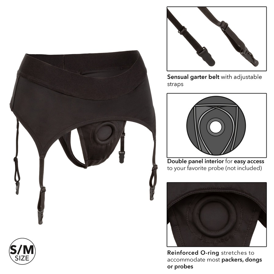 The Boundless Thong with Garter is an ultra-comfortable harn... CEN - Boundless Thong w Garter - Black - S/M photo-4