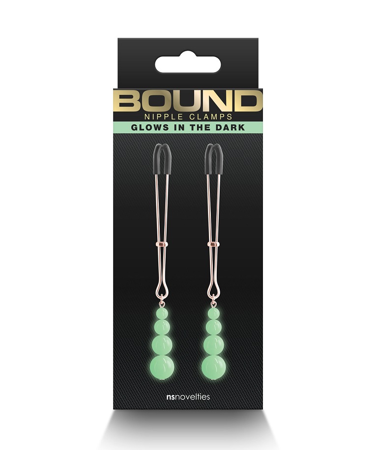 Experience the electrifying allure of Bound Adjustable Nippl... NS Novelties - Bound G2 Pearl Nipple Clamps - Gold photo-4