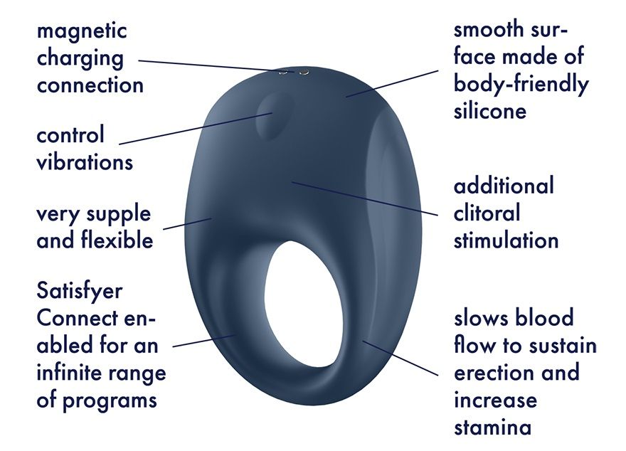 The Strong One cock ring made of body-friendly silicone will... Satisfyer - Strong One Ring - Dark Blue photo-8