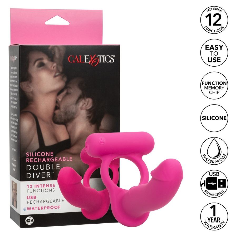 Triple the pleasure in the bedroom when you slip into the Si... CEN - Double Diver Vibe - Pink photo-9