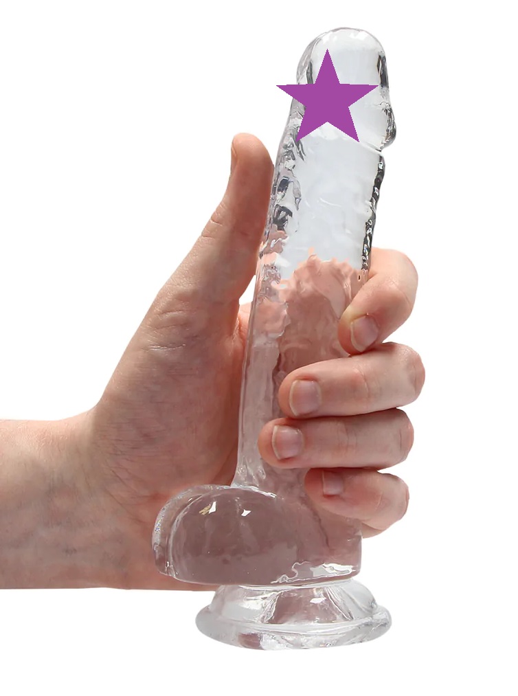 This REALROCK CRYSTAL CLEAR model has been designed with rea... RealRock - 7" Realistic Dildo w Balls - Clear photo-2