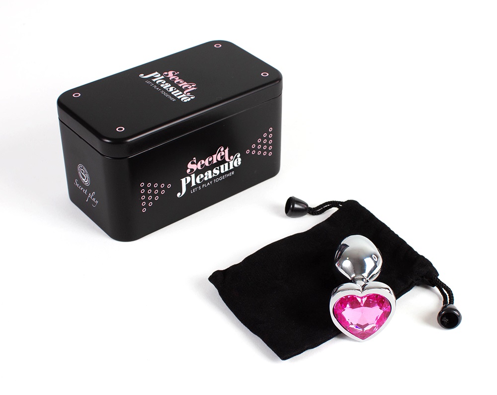 This Jewelled metal beginner's butt plug is perfect for ... Secret Play - Heart Anal Plug S - Pink photo-4