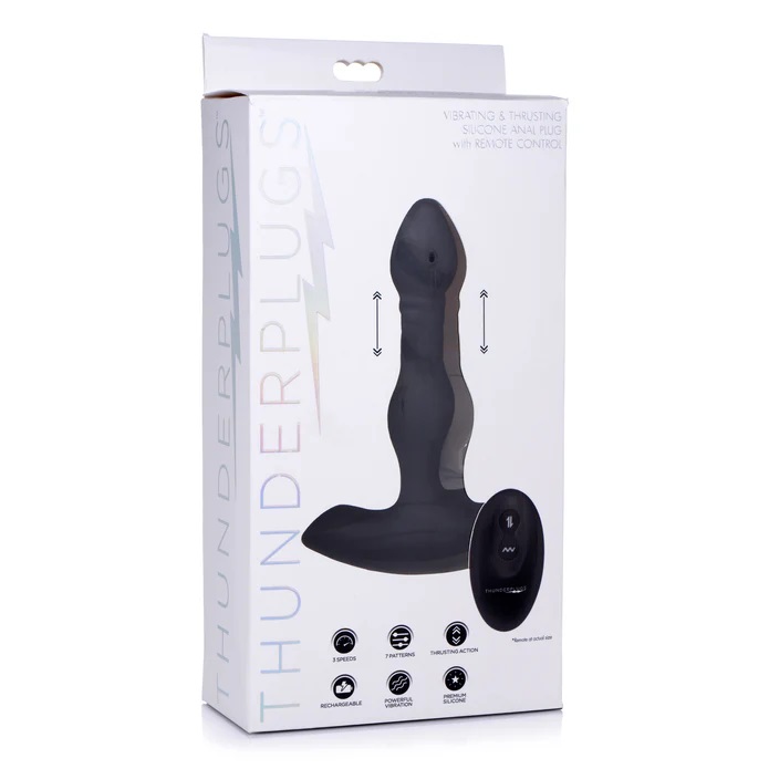 Treat your ass to a plug that vibes and thrusts! Ergonomical... Thunderplugs - Thrusting Vibro Plug - Black photo-7