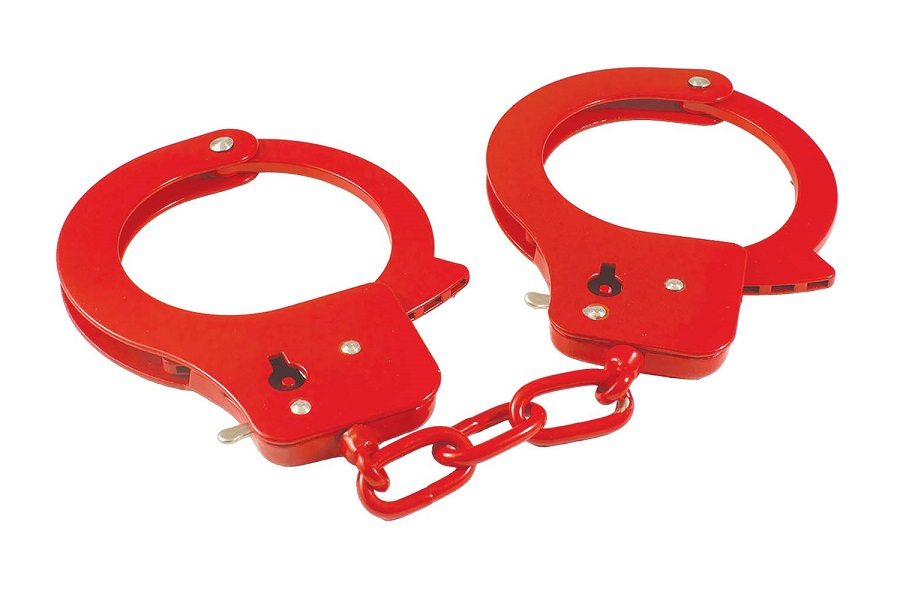Sinful Metal Cuffs with Keys & Love Rope are your ticket to ... Nasstoys - Sinful Metal Hand Cuffs w Rope - Red photo-2