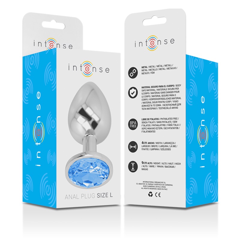 Let your buttocks shine with the Intense anal plug, decorate... Intense - Metal Gem Plug L - Blue photo-7