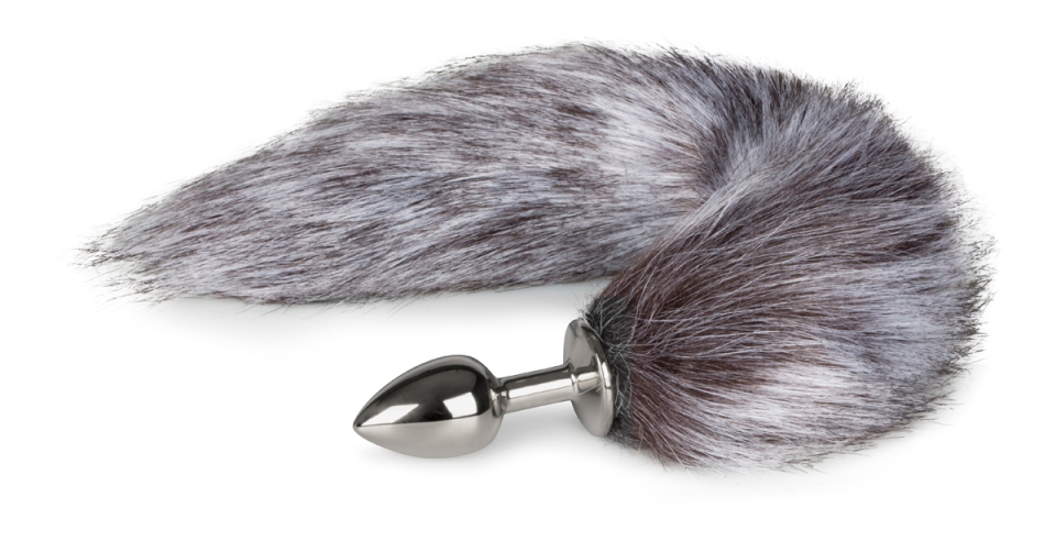 Feel the soft tickles against your legs from the faux fur ta... Easytoys - Fox Tail Plug - Grey photo-2