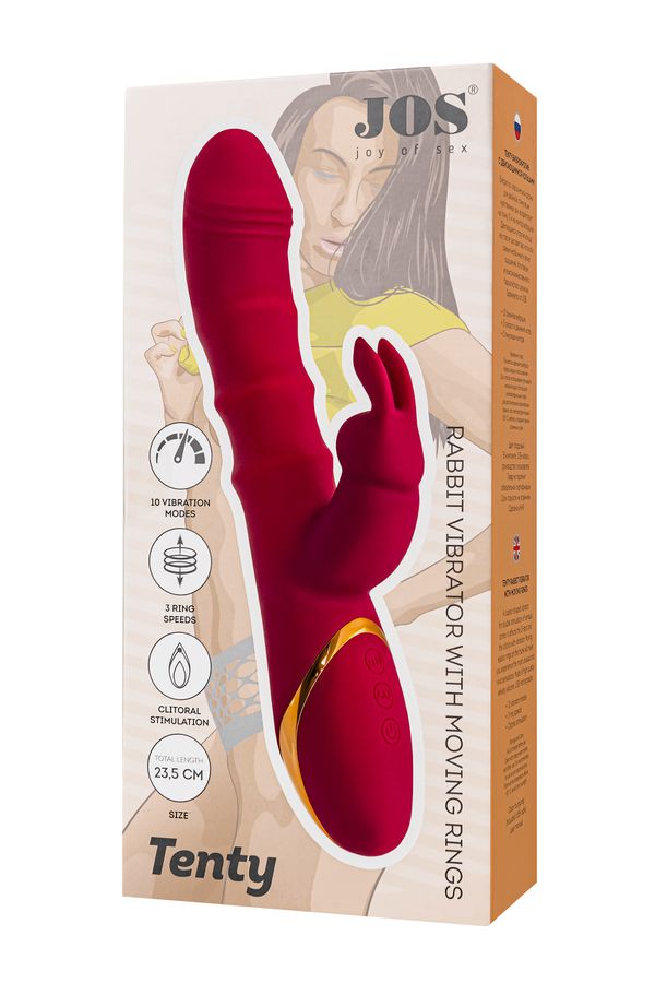 A classic-shaped vibrator JOS TENTY for double stimulation o... JOS - Tenty Rabbit Vibrator - Burgundy photo-13