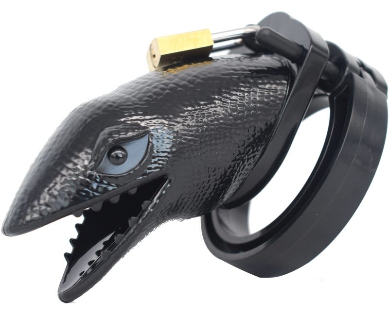 Short Crocodile head chastity cage
Total high: 110mm
Cage h... FAAK - Short Crocodile Chastity Cage - Black photo-3