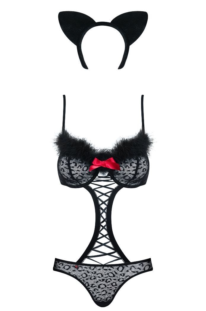 Start the game and… show your wild side! Shiny fur, sexy cur... Obsessive - Gepardina 3 pcs costume - Black - L/XL photo-8