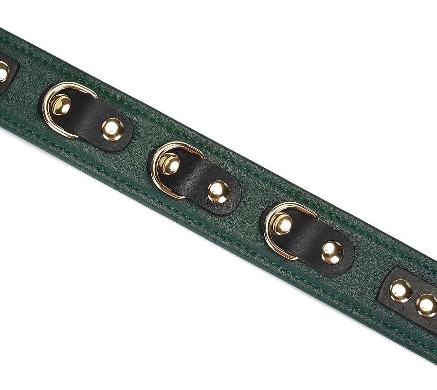 Limited Edition dark green cow leather collar. Turn on your ... Liebe Seele - LE Premium Collar w Leash - Dark Green photo-4