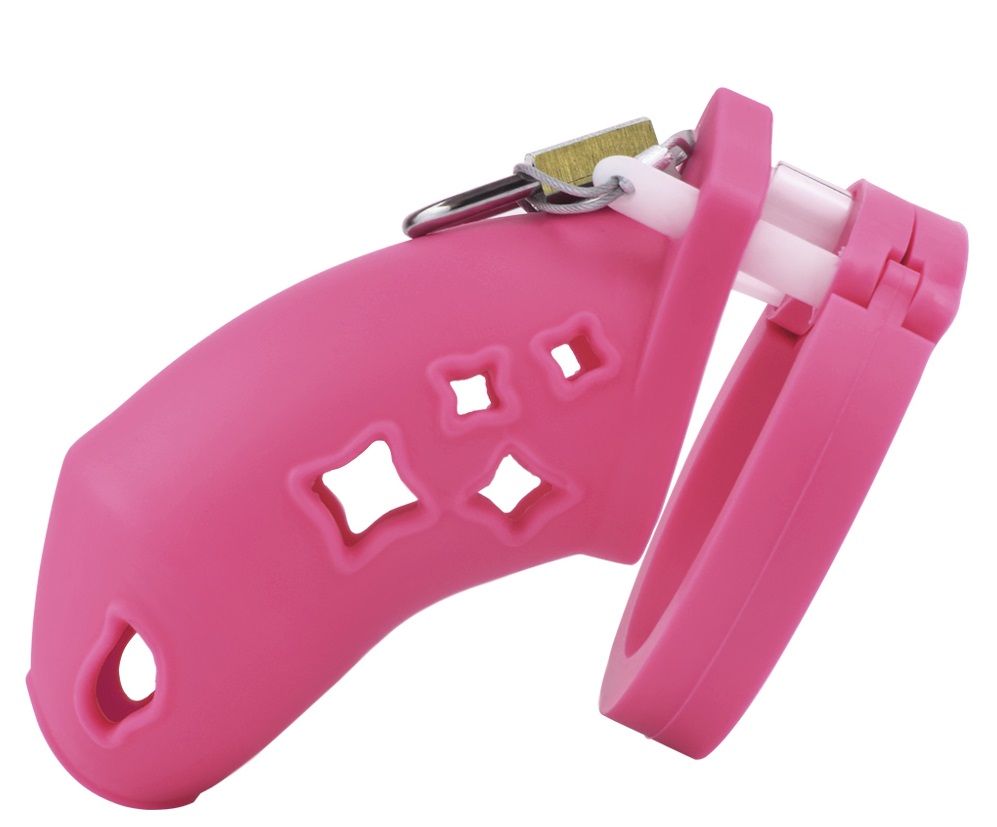 Cage high: 70mm &nb... FAAK - Silicone Chastity Cage 123 - Pink photo-3