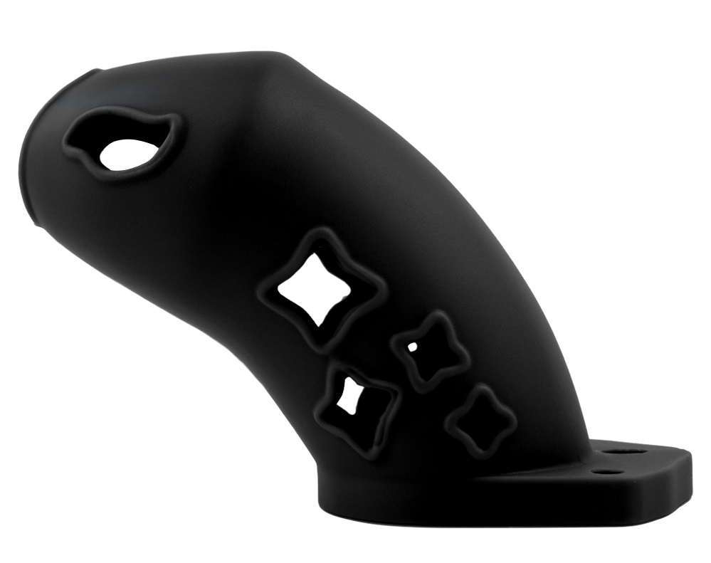Cage high: 70mm &nb... FAAK - Silicone Chastity Cage 123 - Black photo-4