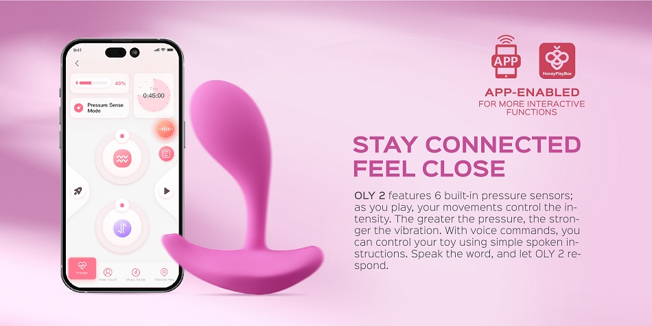 Designed with hands-free enjoyment in mind, OLY 2 features a... Honey Play Box - Oly 2 Sensing App Vibrator - Pink photo-4