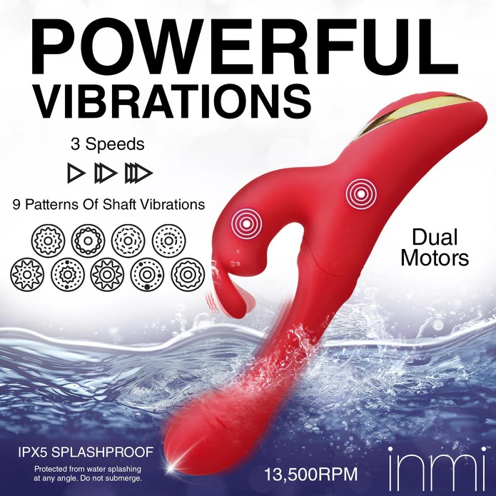 Go out of your mind with pleasure! This new Flicking Silicon... Inmi - Rabbit Flick Vibrator - Red photo-4