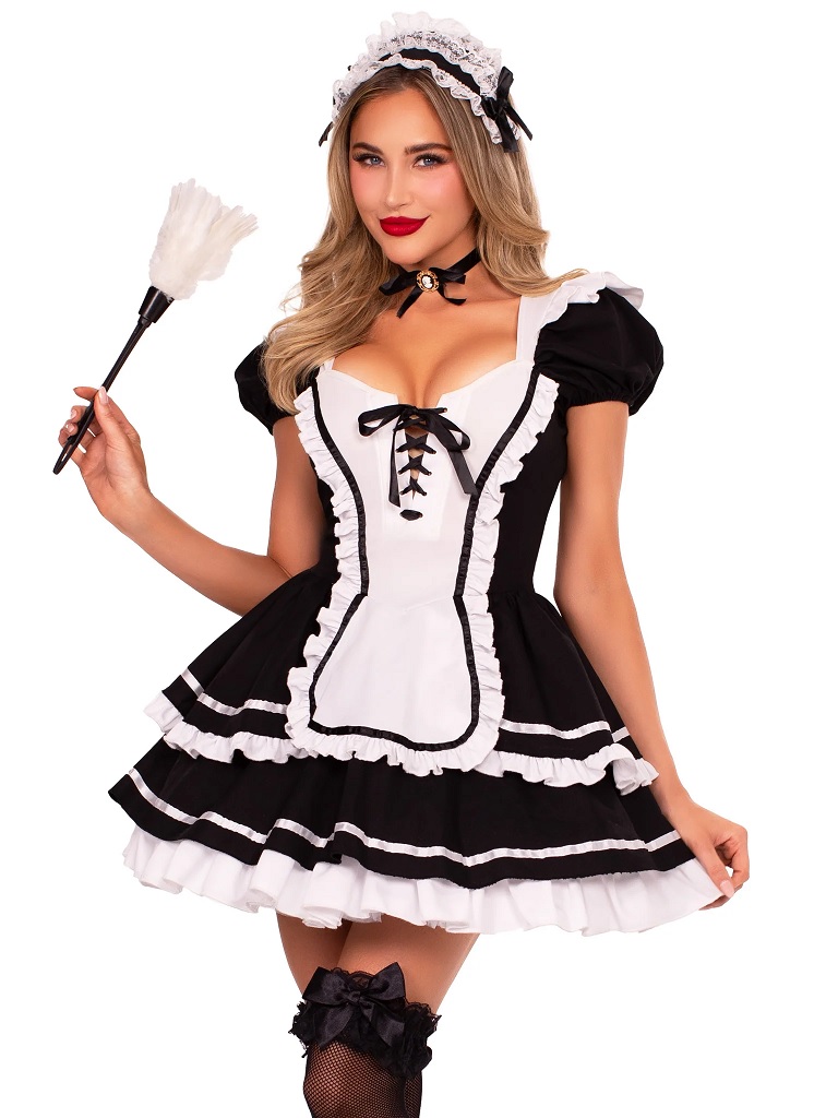 Leg Avenue - Maid to Flirt Costume - Black - L 照片-3