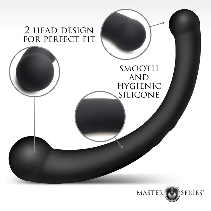One of your favorite toys just got an upgrade! This crescent... Master Series - Vibra-Crescent Double Dildo - Black photo-4