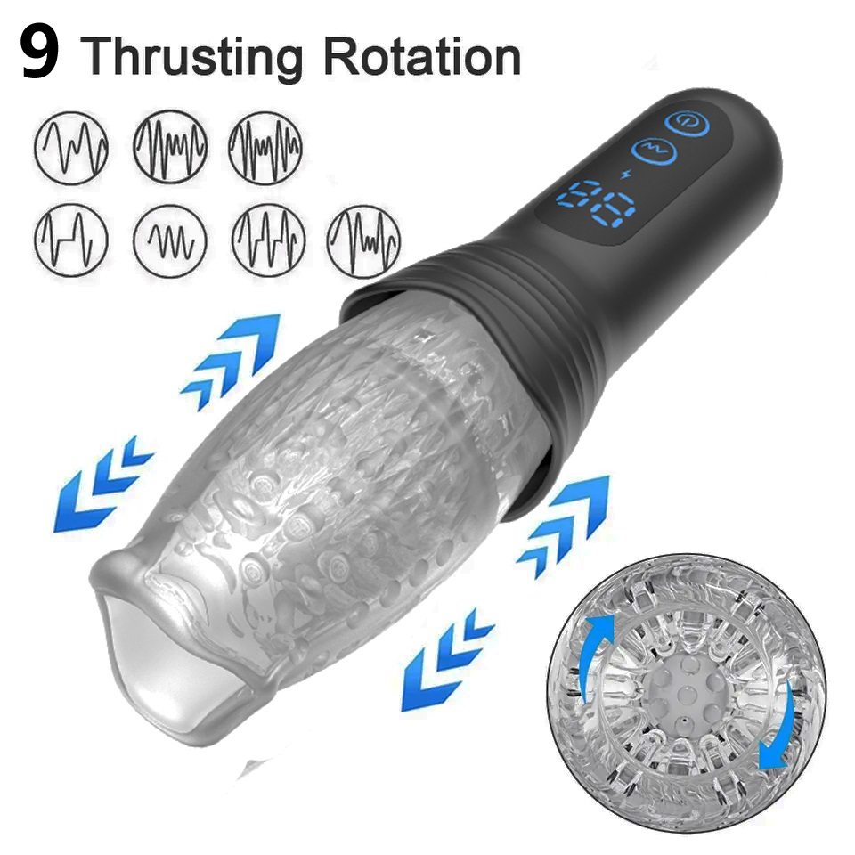 Mens sex toys features 9 powerful rotating and thrusting set... Secwell - Thrusting Vibro Masturbator - Black photo-6