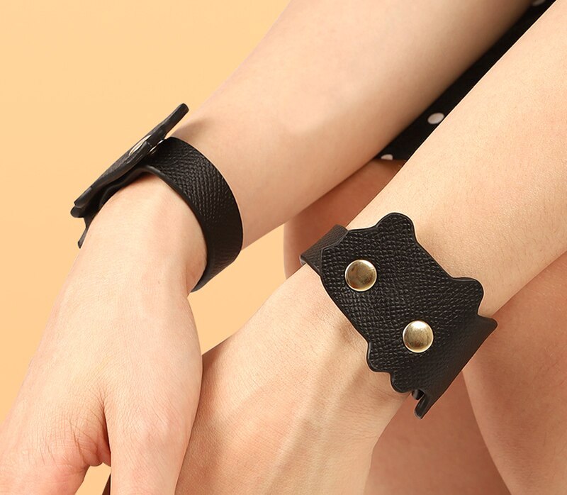 Black Cat Handcuffs Real Leather MT - Cat Leather Handcuffs - Black photo-3