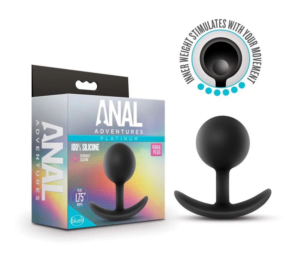 The Vibra Plug's inner weight rolls with your movement t... Anal Adventures - Platinum Vibra Plug - Black photo-9