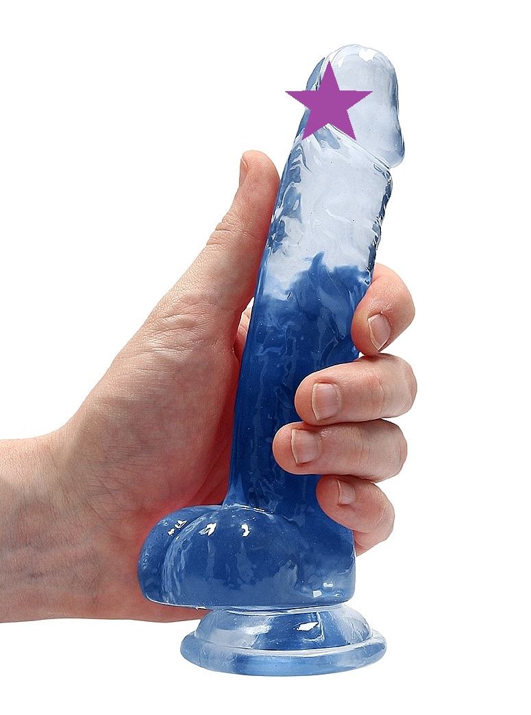 This REALROCK CRYSTAL CLEAR model has been designed with rea... RealRock - 7" Realistic Dildo w Balls - Blue photo-2