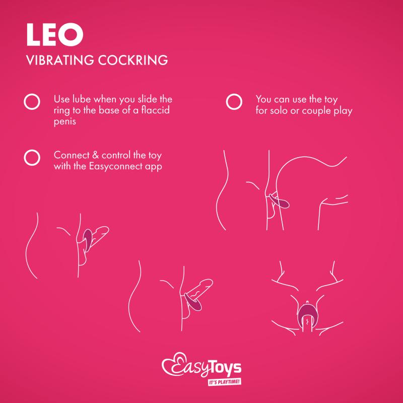 Improve your sexual performance and satisfaction with this v... Easytoys - Leo APP EasyConnect Vibro Ring - Pink photo-3