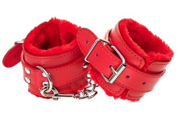 They are made of genuine leather with a velour lining. Nicke... Anonymo - Handcuffs - Red photo-4