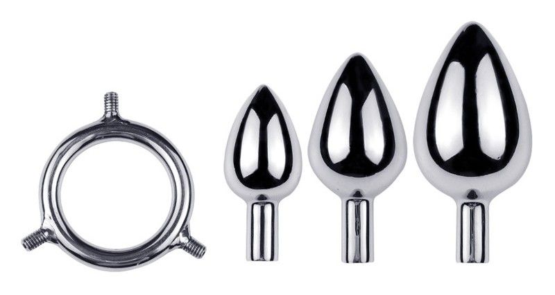 Detachable three headed anal plugs set with different sizes MT - Triple Anal Plug S+M+L - Silver photo-2