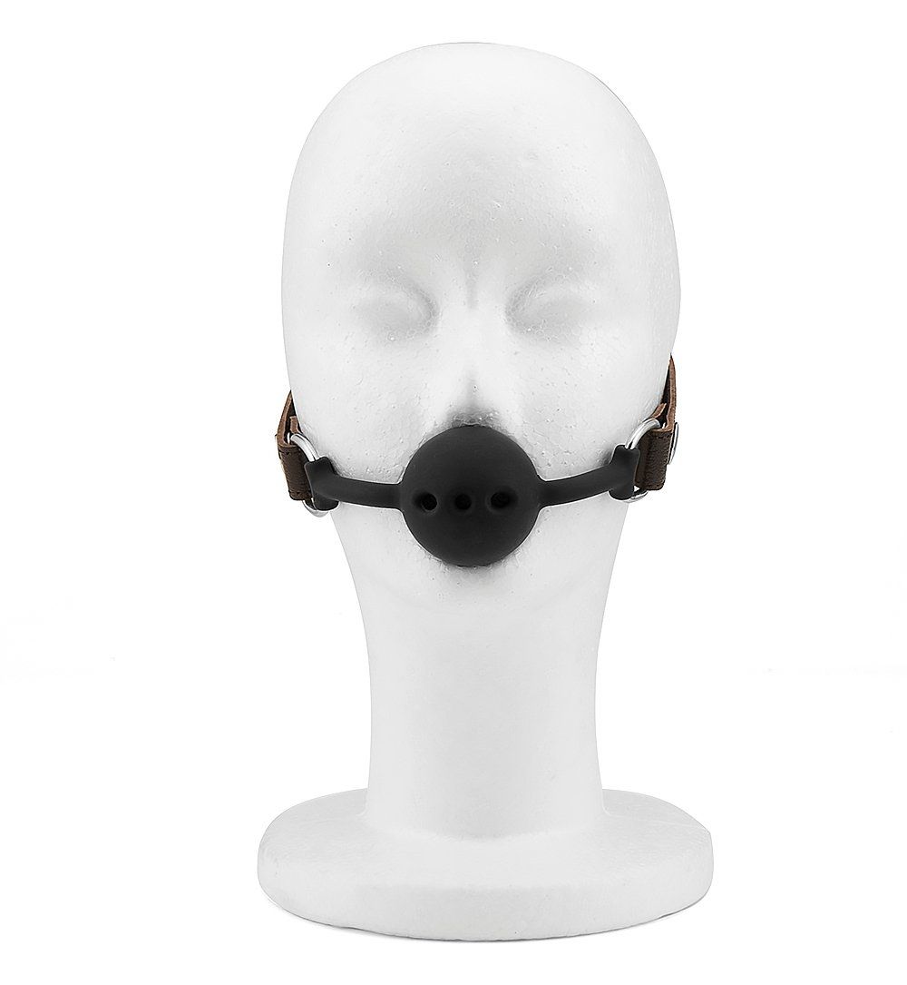 Breathe easy and get the most from restraint play. Slip the ... Liebe Seele - Silicone Ball Gag w Leather Straps - Brown photo-5