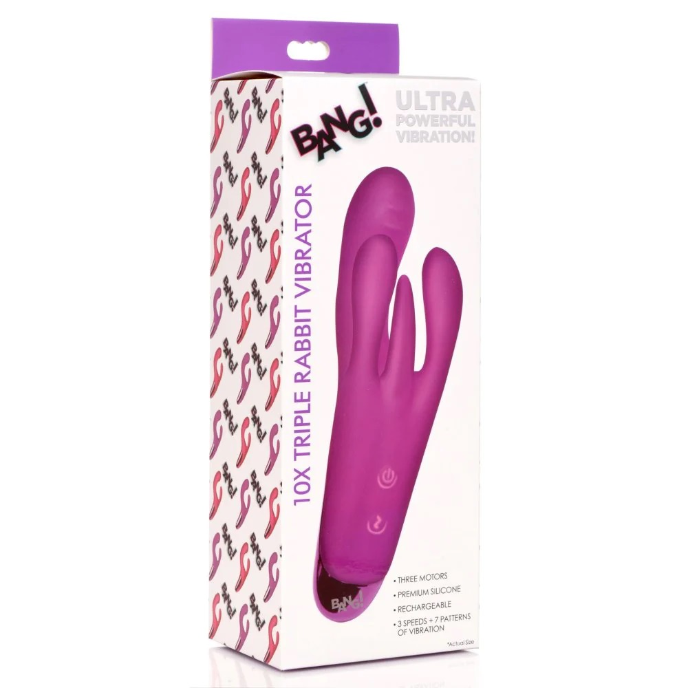 Indulge in pleasure you’ve never known before with this Trip... Bang! - Triple Rabbit Vibrator - Purple photo-9