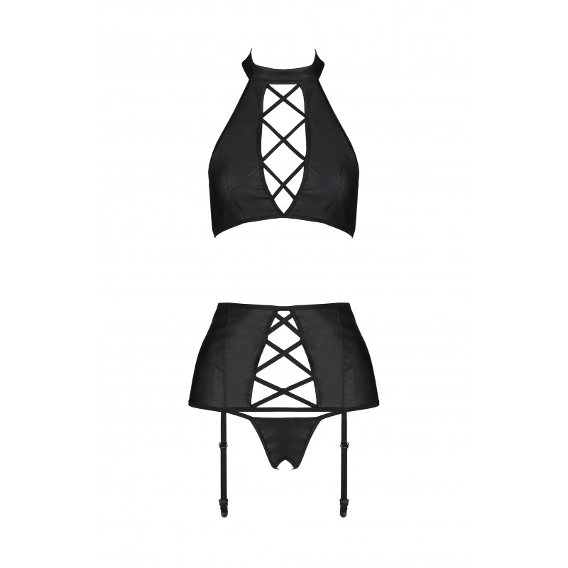 Nancy set is a three-piece set by Passion, consisting of a t... Passion - Nancy Set - Black - S/M photo-5