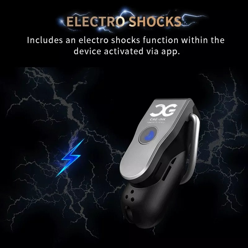 3-Shock modes (Vibrate / Tremble / Sting) at your ch... QIUI - APP Controlled Chastity Device M - Black photo-5