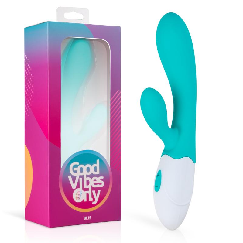 This cute Blis rabbit vibrator, with 10 vibration settings, ... Good Vibes Only - Blis Rabbit Vibrator - Blue photo-9