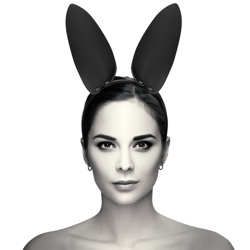 Original headband with rabbit ears made of vegan leather. An... Coquette - Headband w Bunny Ears - Black photo-2