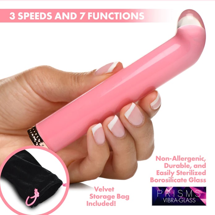 With this classy, glassy bullet vibrator you get the sexiest... Prisms Erotic Glass - 10X Mini G-Spot Vibrator - Pink photo-3