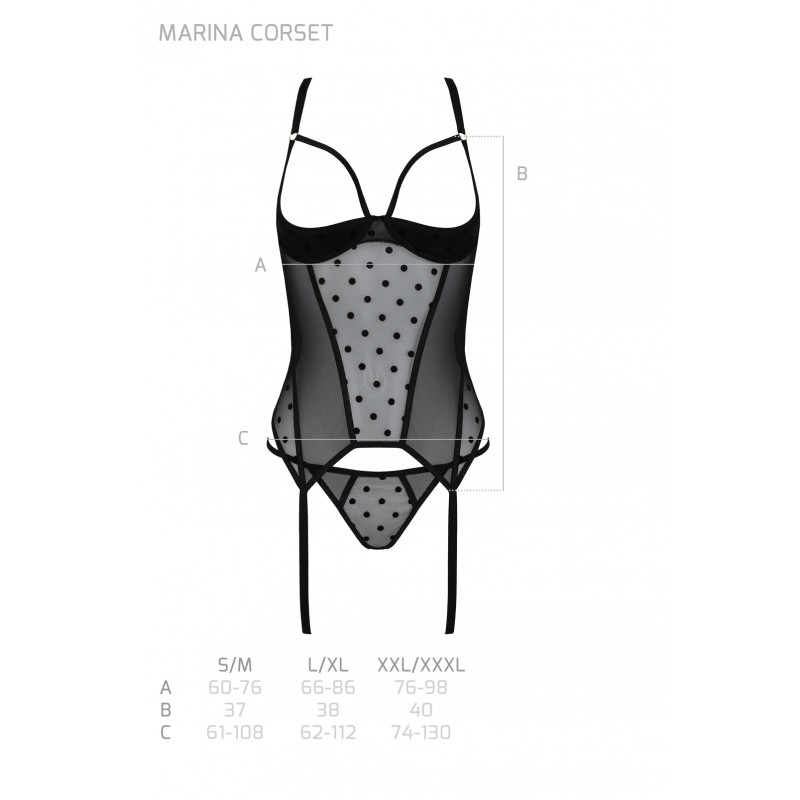 The very spectacular Martina corset is a combination of tran... Passion - Marina Corset - Black - L/XL photo-5