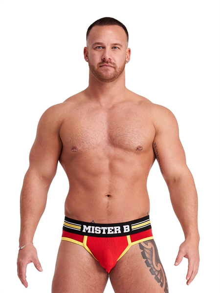 These duo coloured jock briefs are made of 54%POLYAMIDE,... Mister B - Urban Bilbao Jock Brief - Red - S photo-4