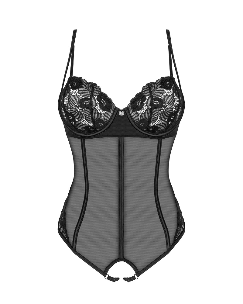 Serena Love Teddy was created with your pleasure in mind. Th... Obsessive - Serena Love Crotchless Teddy - Black - XL/XXL photo-7