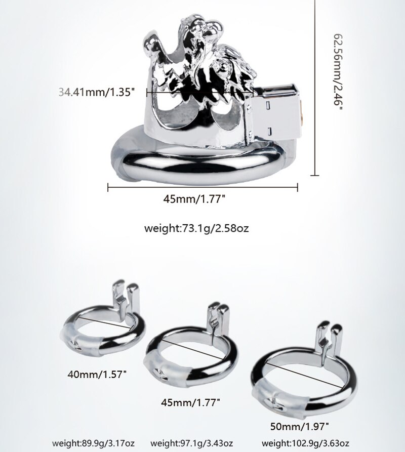 Chastity Device with Dragon Head
Locking
For Couples Adult... MT - Dragon Chastity Cage 50mm - Silver photo-6