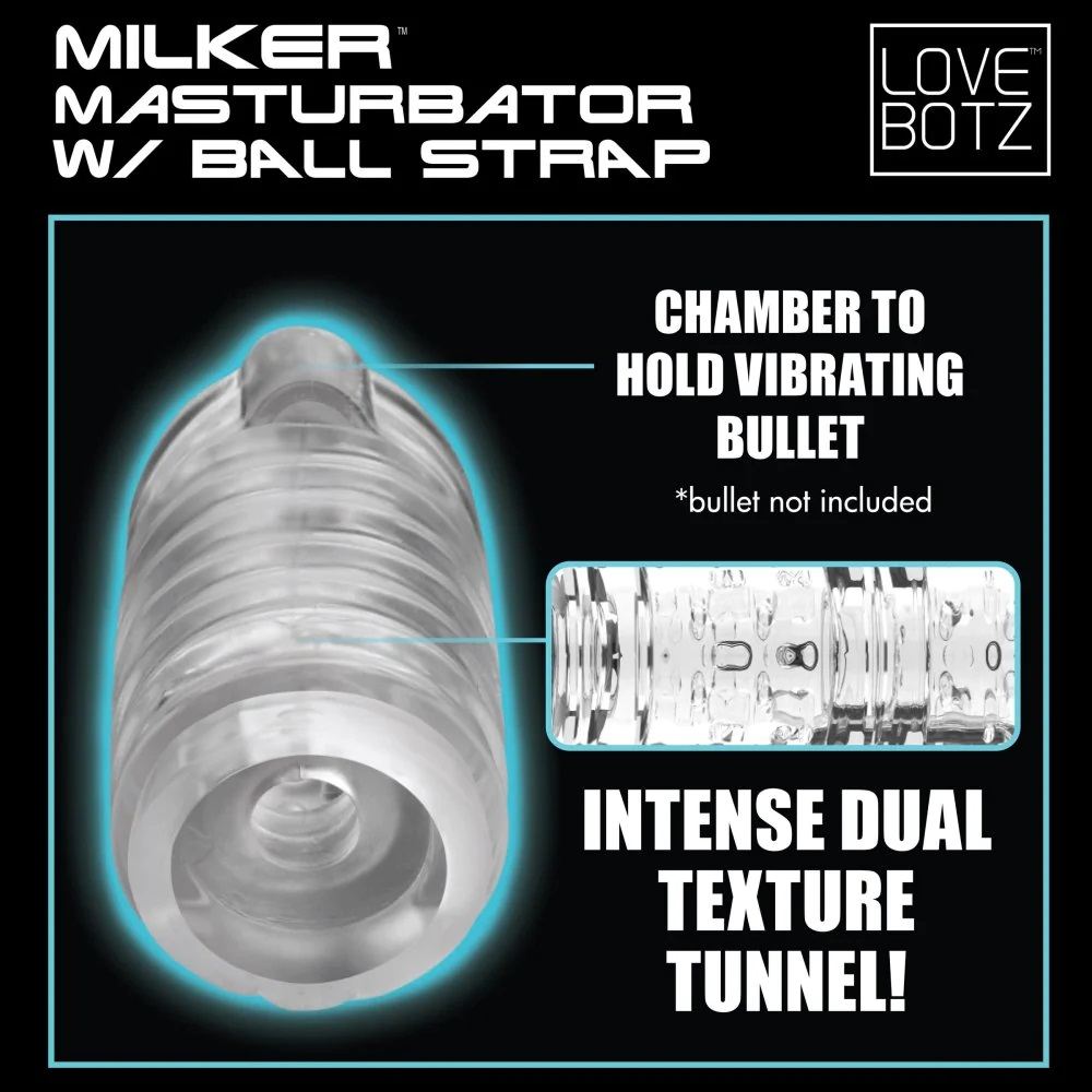 Satisfy your cravings with this Milker TPE Masturbator! The ... Lovebotz - Milker Masturbator w Ball Strap photo-6