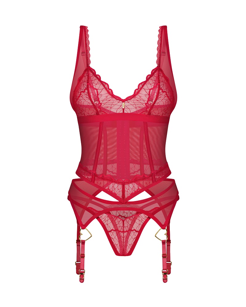 A seductive lingerie set to spice up any intimate moment. Th... Obsessive - Cupide Desir Corset - Red - L/XL photo-3
