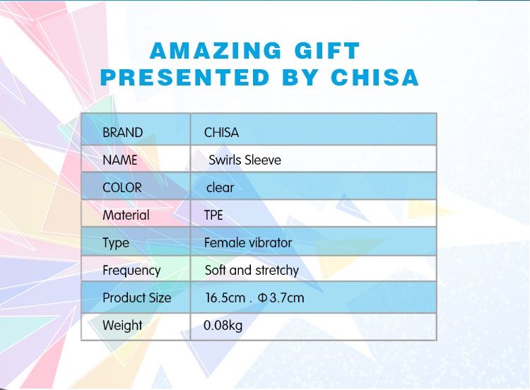 Material:TPE
Product Size:16.5cm, Φ3.7cm
Product Weight:0.08... Chisa - Swirls Sleeve - Clear photo-9
