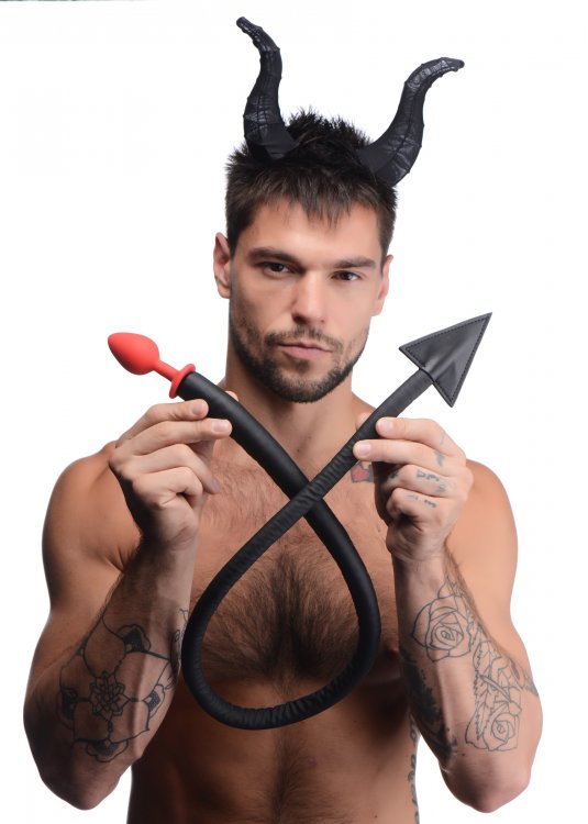 Act out your mose devilish fantasies with this set of demoni... Tailz - Devil Tail & Horns Set - Black photo-2
