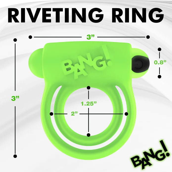 Add a little more sensation for both you and your partner to... Bang! - 28X Glow Vibro Ring - Green photo-9